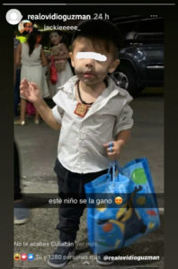 En redes sociales comenzaron a circular imágenes de los pequeños caracterizados, incluso la de un menor disfrazado como el hijo de Joaquín “El Chapo” Guzmán.